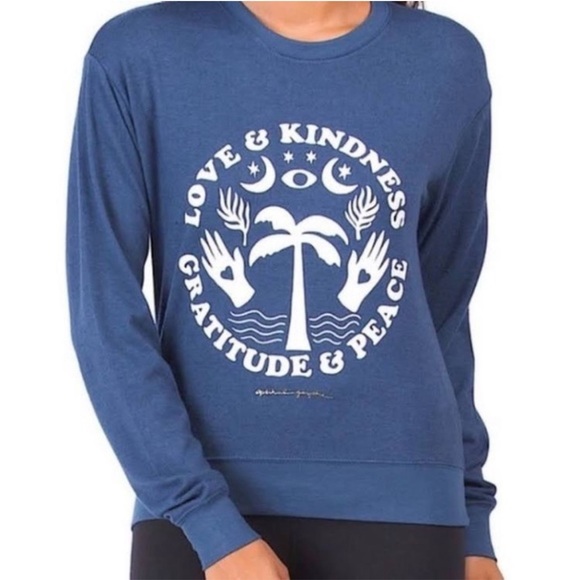 Spiritual Gangster Tops - SPIRITUAL GANGSTER blue sweatshirt pullover sweater size large PEACE LOVE